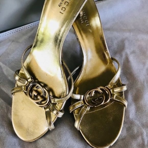 Gucci Shoes - GUCCI 100% Authentic! Gold Metalic Slip on Heels